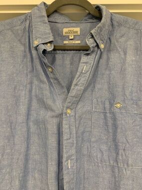next Men's Chambray Button-Down Shirt in Light Blue